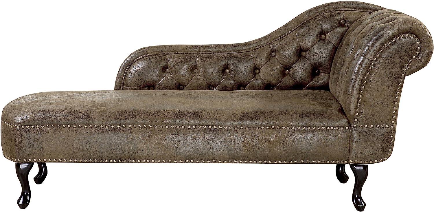 Chaiselongue Kunstwildleder braun rechtsseitig NIMES Bild 1