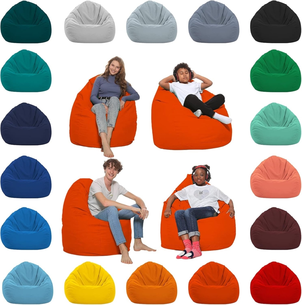 HomeIdeal - Sitzsack XXL Bodenkissen für Erwachsene & Kinder - Geeignet für Gaming oder Entspannen - Indoor wie Outdoor da er Wasserfest ist - mit EPS Perlen, Farbe:Neonorange, Größe:XXXL Bild 1