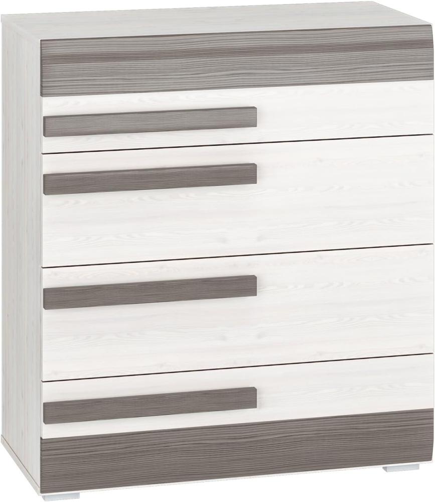 Kommode "Blanco" Schubladenkommode 86cm Pinie weiß grau MDF Bild 1