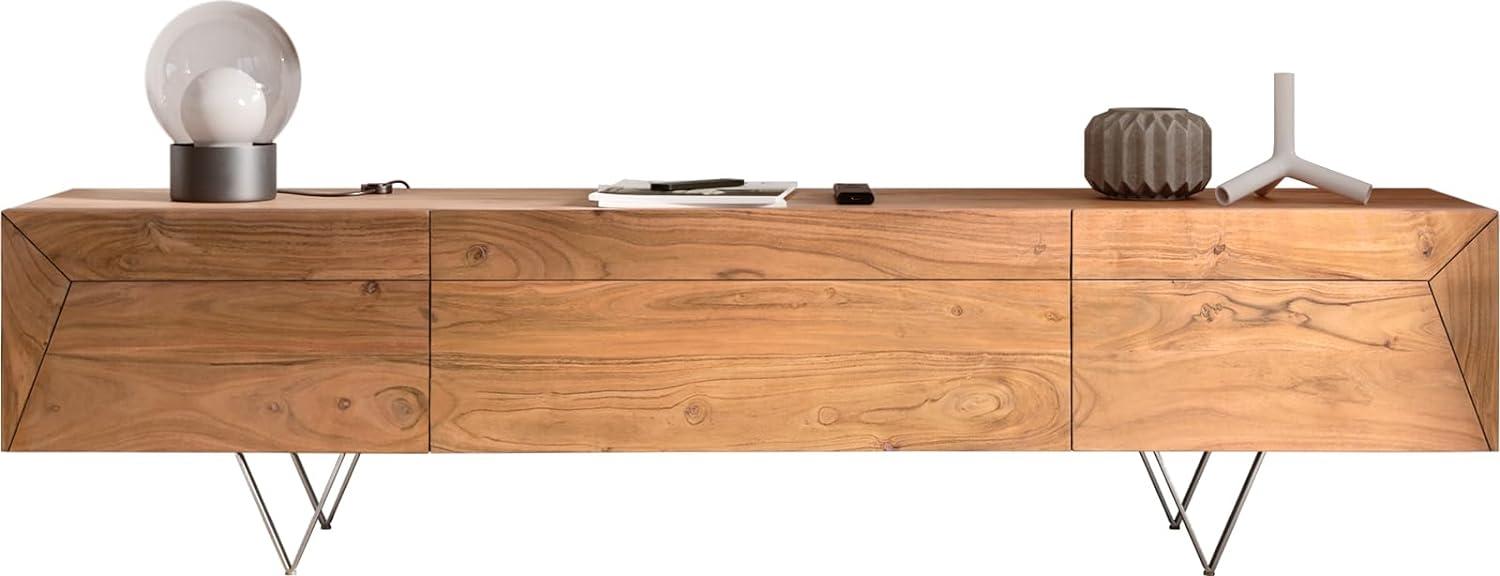 Fernsehtisch Wyatt Akazie Natur 175 cm 1 Klappe 2 Türen Designer Lowboard Bild 1