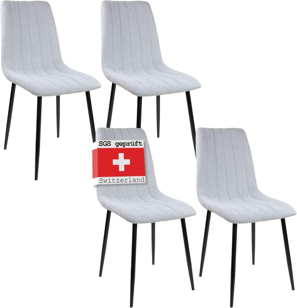 Albatros Esszimmerstühle 4er Set GARDA grau - Komfortabler Polsterstuhl für Modernes und Stilvolles Design am Esstisch - Küchenstuhl oder Stuhl Esszimmer mit hoher Belastbarkeit bis 110kg Bild 1