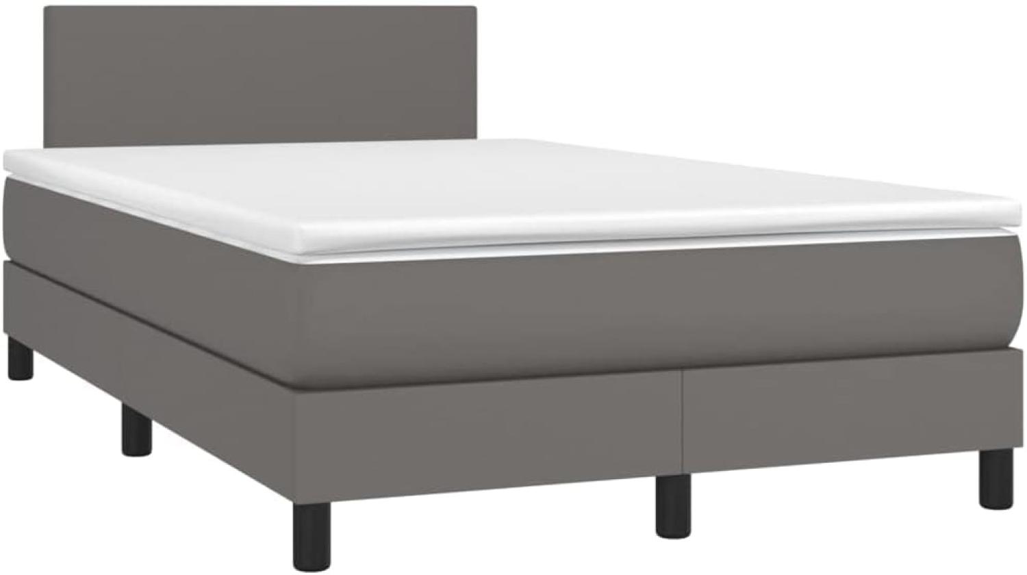 vidaXL Boxspringbett mit Matratze & LED Grau 120x200 cm Kunstleder 3134097 Bild 1