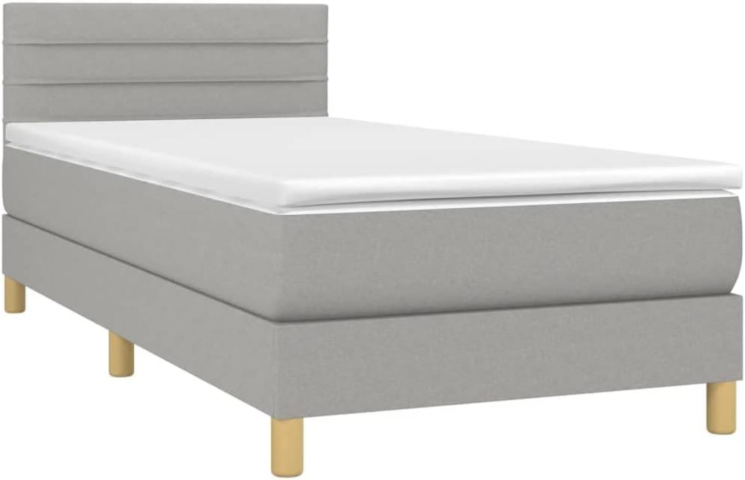 vidaXL Boxspringbett mit Matratze Hellgrau 100x200 cm Stoff 3140673 Bild 1