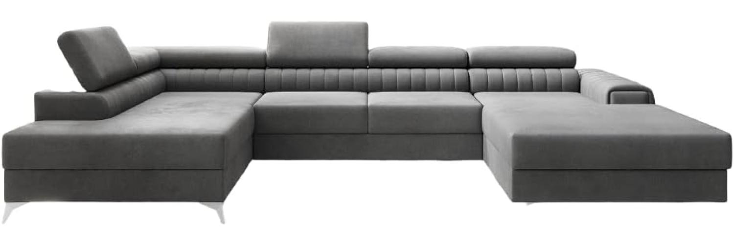 Designer Sofa Collina mit Schlaf- und Klappfunktion Samt Grau Links Bild 1