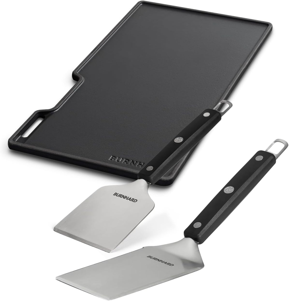 BURNHARD® Grillrost, Gusseisen Wendeplatte + Grillspachtel Set Bild 1