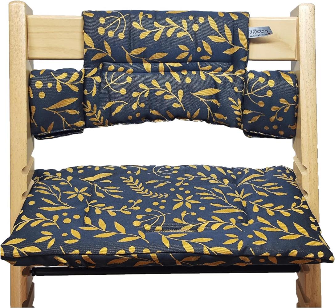 Shabany® Hochstuhl Sitzkissen 100% Bio Baumwolle | Classic Kissen Sitzbezug Hochstuhlauflage | 2-teilig passend für Stokke Tripp Trapp Kinderhochstuhl | maschinenwaschbar einfache Befestigung (noble) Bild 1