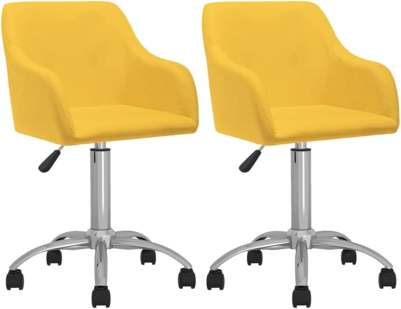 vidaXL Esszimmerstühle 2 Stk. Drehbar Gelb Stoff [330641] Bild 1