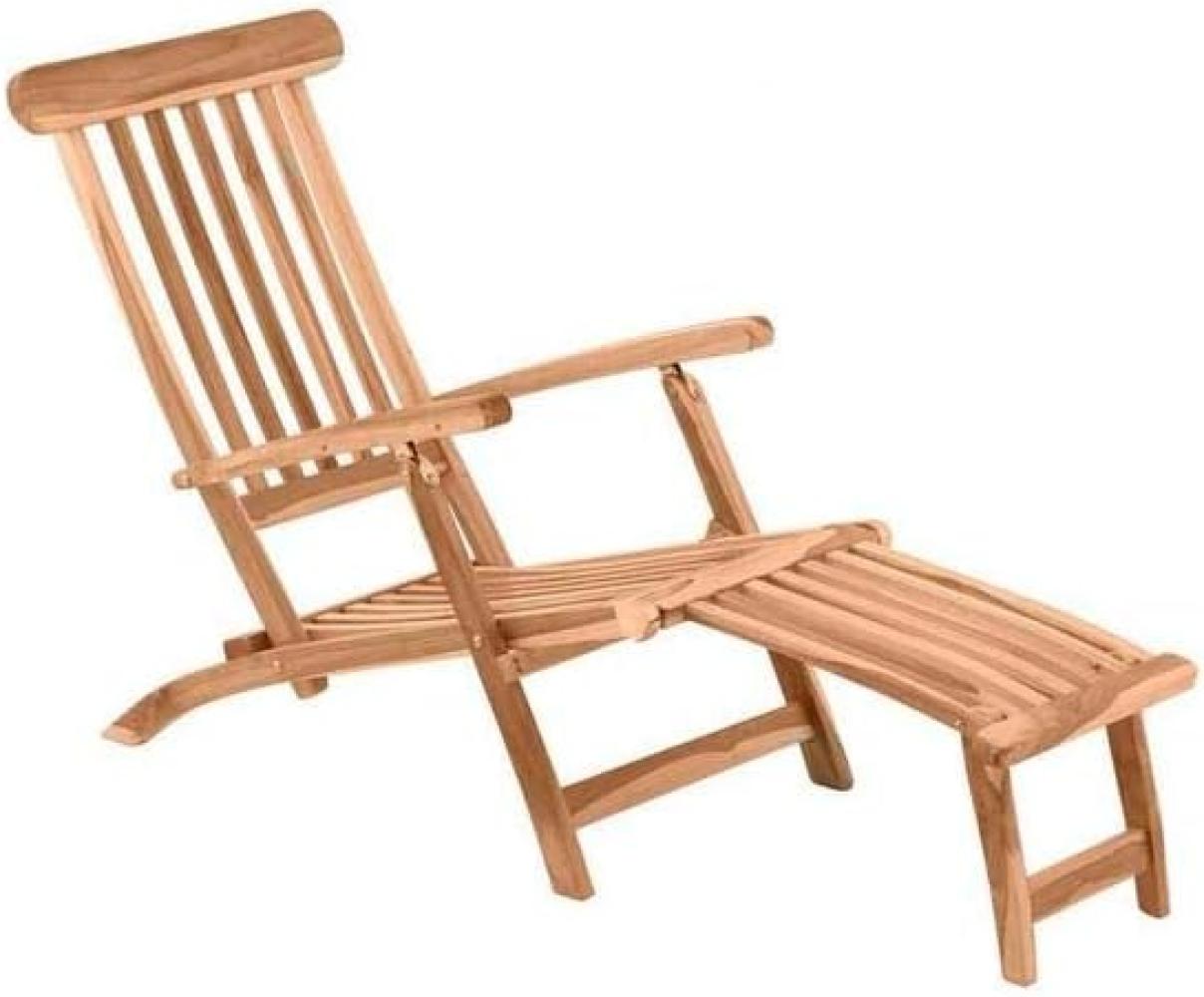 Deckchair Liegestuhl mit Fußstütze Teak Bild 1