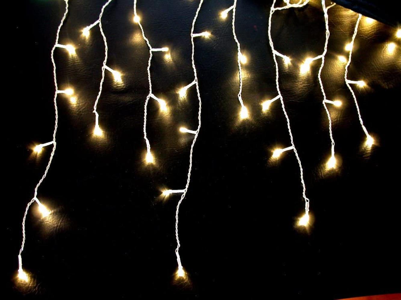 120er LED Eiszapfen Lichtervorhang Lichterkette Außen Innen Weihnachten warmweiß Bild 1