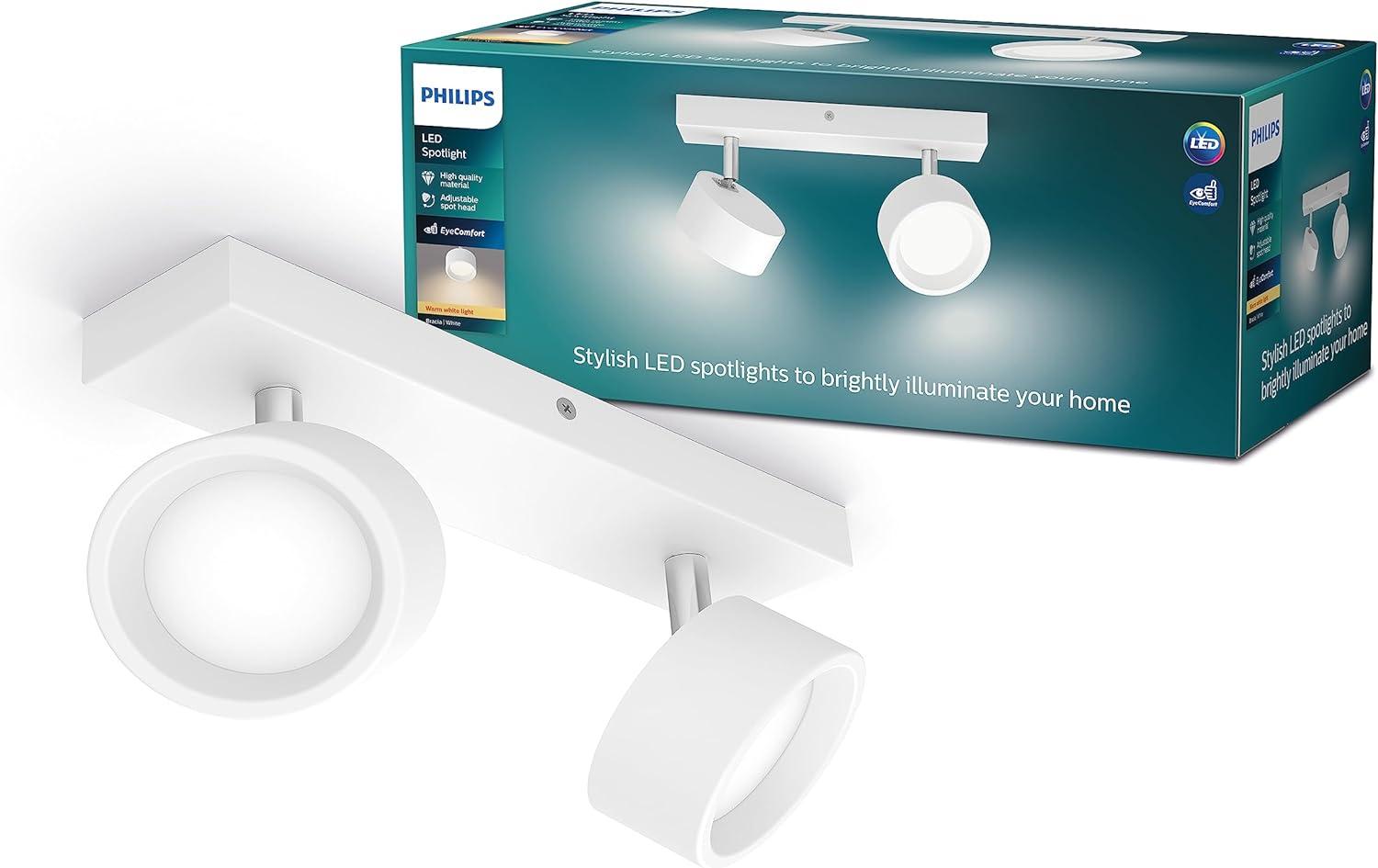 Philips Bracia Spotleuchte, zweiflammig, 2x5. 5W, warmweiß, weiß Bild 1