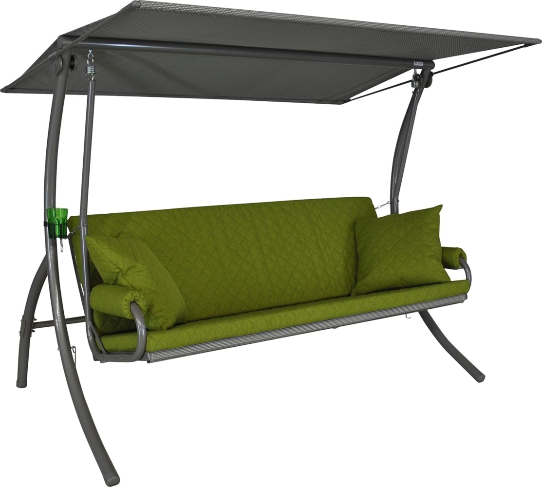 Angerer Freizeitmöbel GmbH Hollywoodschaukel Elegance Joy - Gartenschaukel Made in Germany - Schaukel zum Sitzen, Liegen und Entspannen - inklusive Bett-Funktion - einfache Montage (Hellgrün) Bild 1