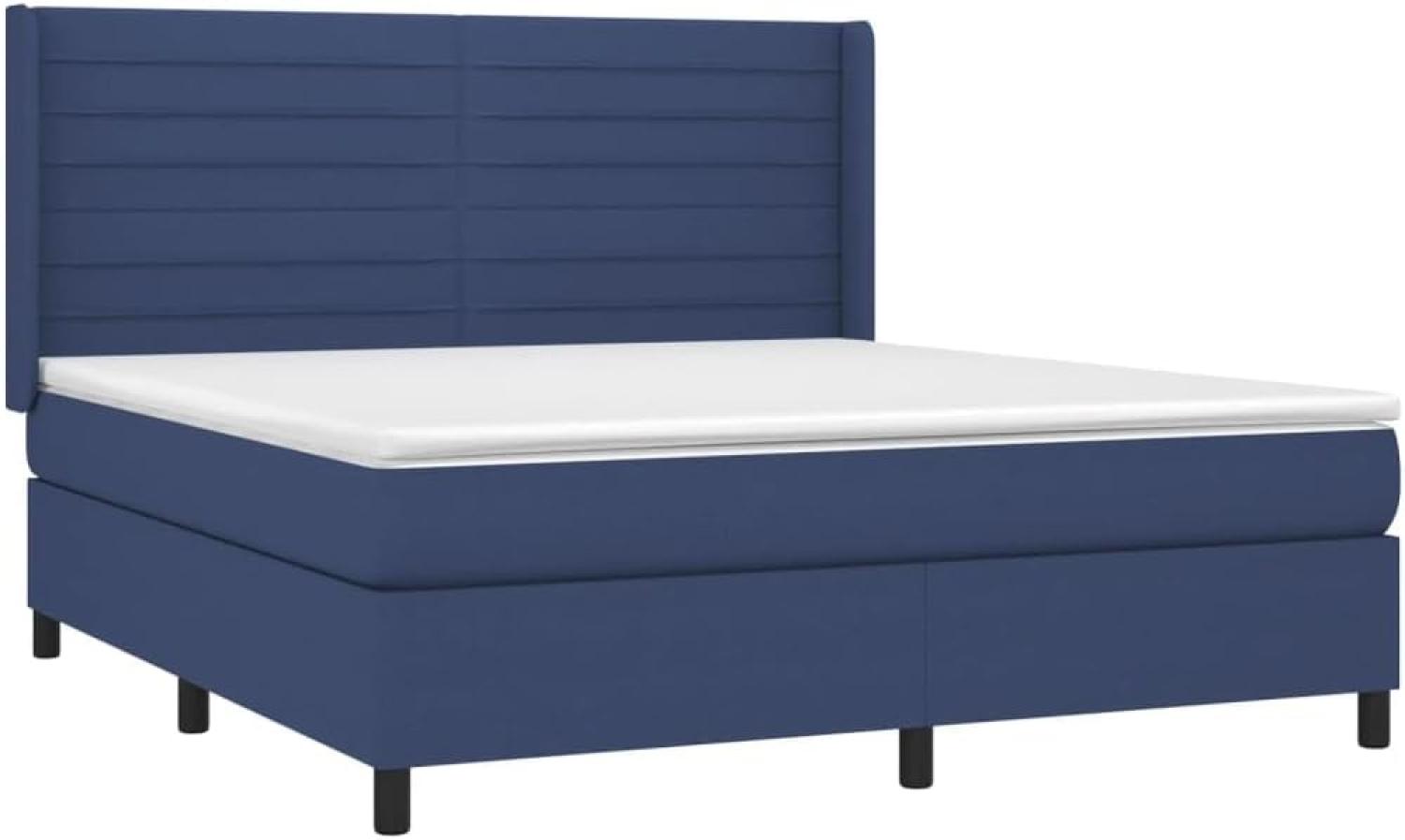 vidaXL Boxspringbett mit Matratze Blau 160x200 cm Stoff 3131527 Bild 1