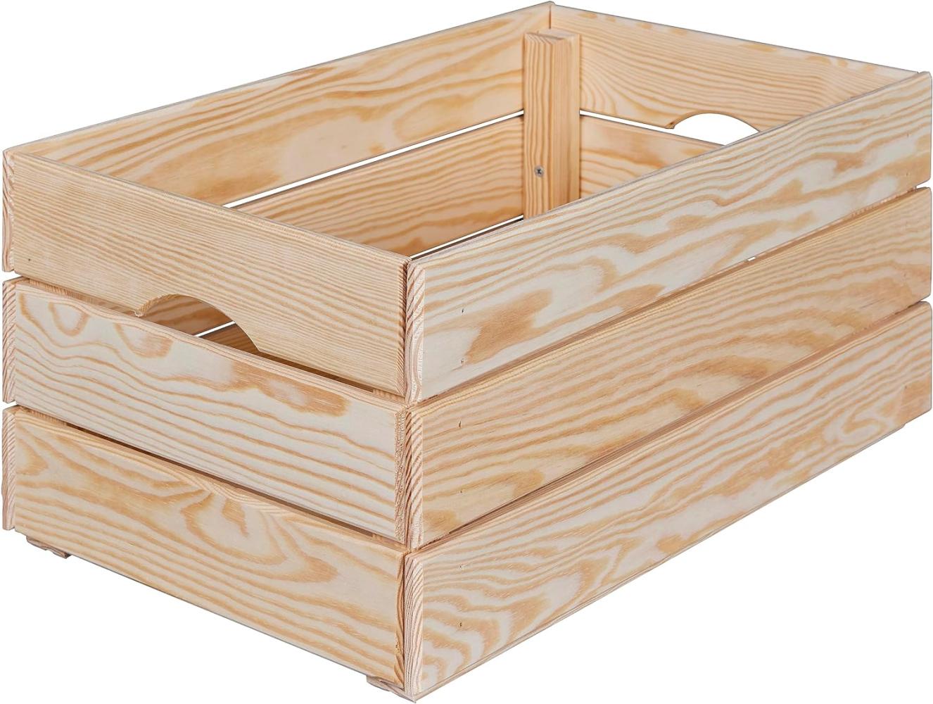 Inter Link - Holzkiste - Stapelkiste massivholz – Aufbewahrungskiste, Für Obst, Gemüse, Wein, Garten, Bad, Spielzimmer – Platzsparend, praktisch – 51 x 31,5 x 23cm Valloni M Bild 1