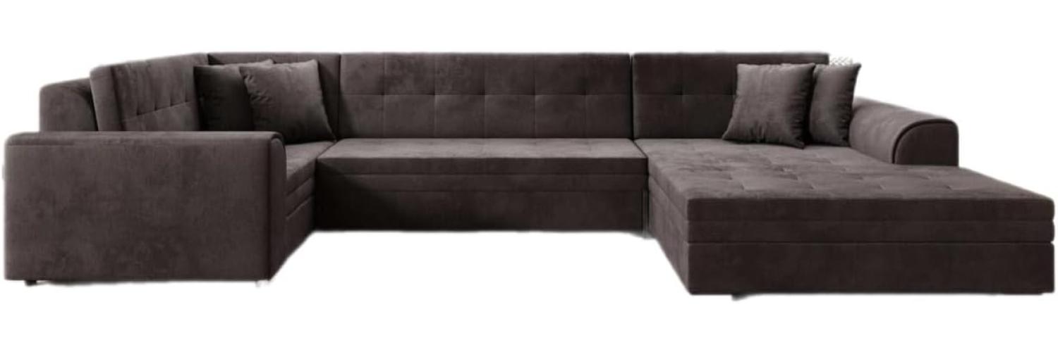 Designer Sofa Velio mit Schlaffunktion Samt Dunkelbraun Rechts Bild 1