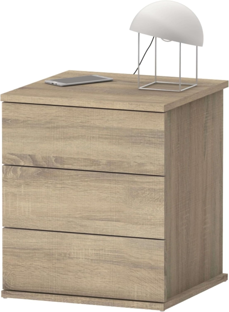 Muebles Pitarch | Nachttisch 3 Schubladen mit Metallführungen, Cambrian Eiche, 48,5 x 41 x 40 cm (Höhe x Breite x Tiefe), Kleine Kommode, Modern, Modell Dana Bild 1