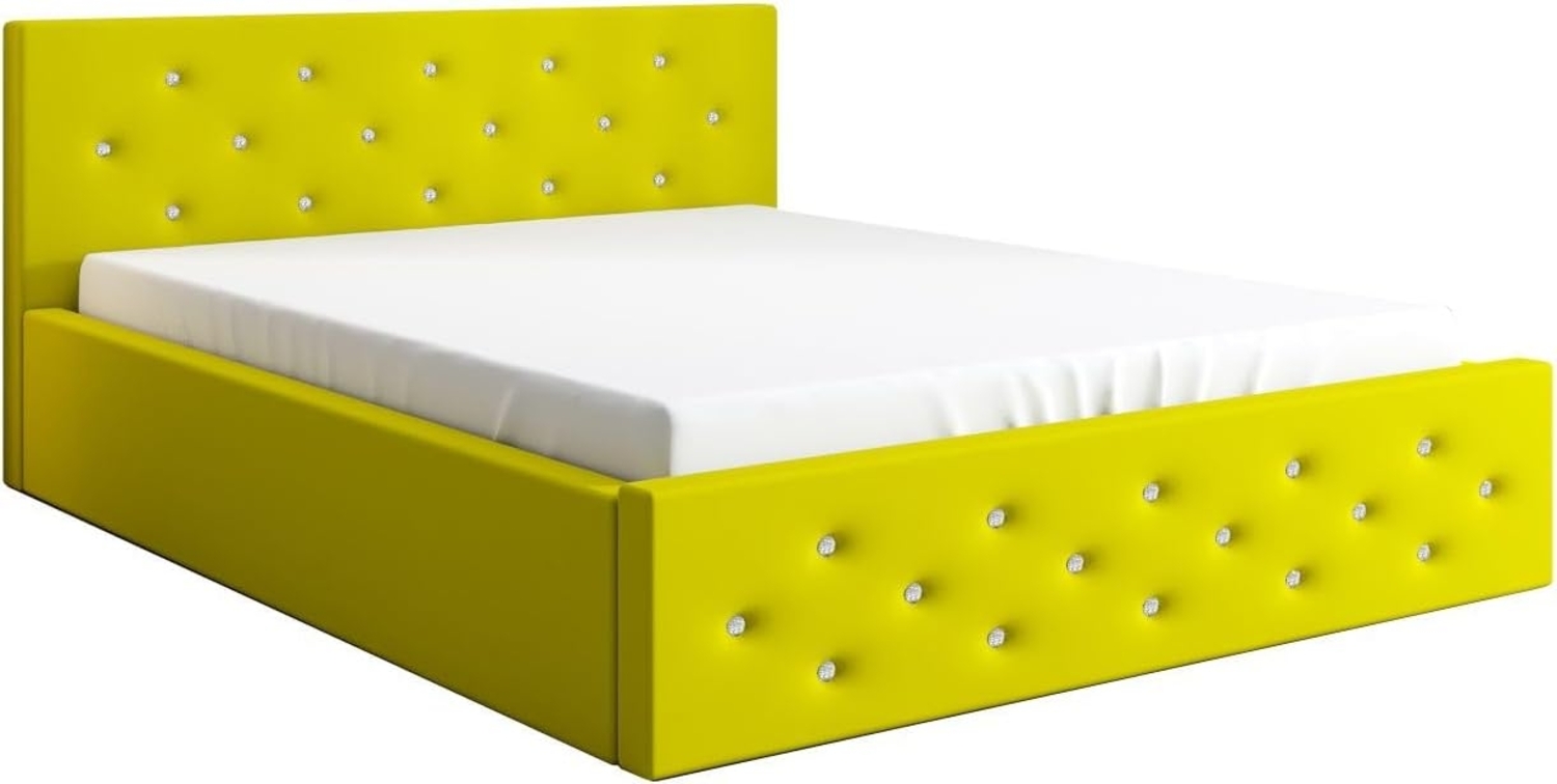 Polsterbett VALI 90x200 mit Matratze, Bettkasten und Lattenrost. Farbe: Gelb 18 Bild 1