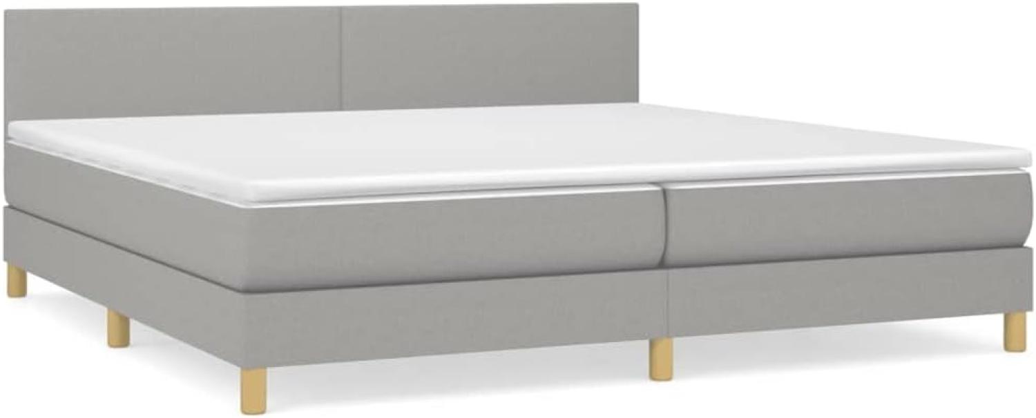 vidaXL Boxspringbett mit Matratze Stoff Hellgrau 200 x 200 cm, Härtegrad: H2 [3140481] Bild 1