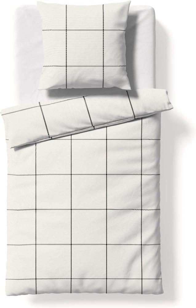 Fleuresse Lech Edelflanell Bettwäsche 135x200 Karo weiß schwarz 604311-10 Bild 1