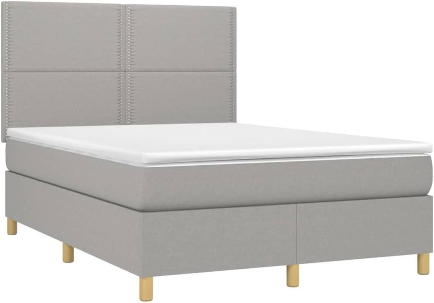 vidaXL Boxspringbett mit Matratze Hellgrau 140x190 cm Stoff 3142249 Bild 1