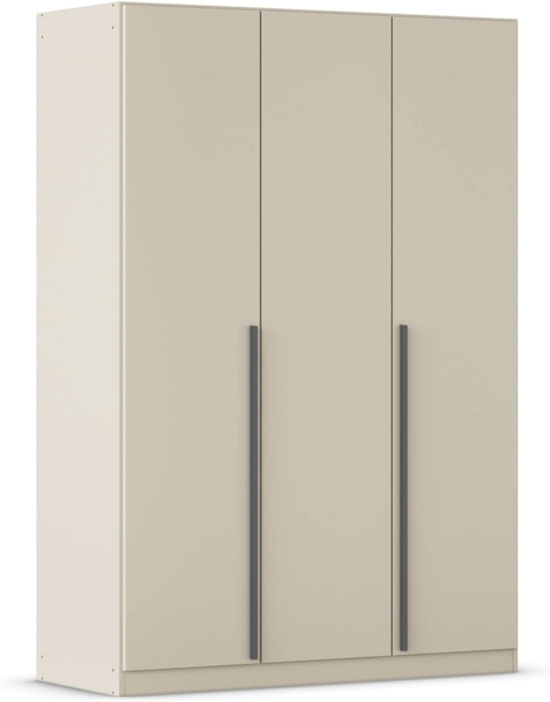 rauch Kleiderschrank Alba, Drehtürenschrank, Garderobenschrank, 3-türig, mit 2 Kleiderstangen und 2 Einlegeböden, Farbe Champagner, Beige, Griffstange Grau metallic, Schwarz, 136x197x54cm Bild 1