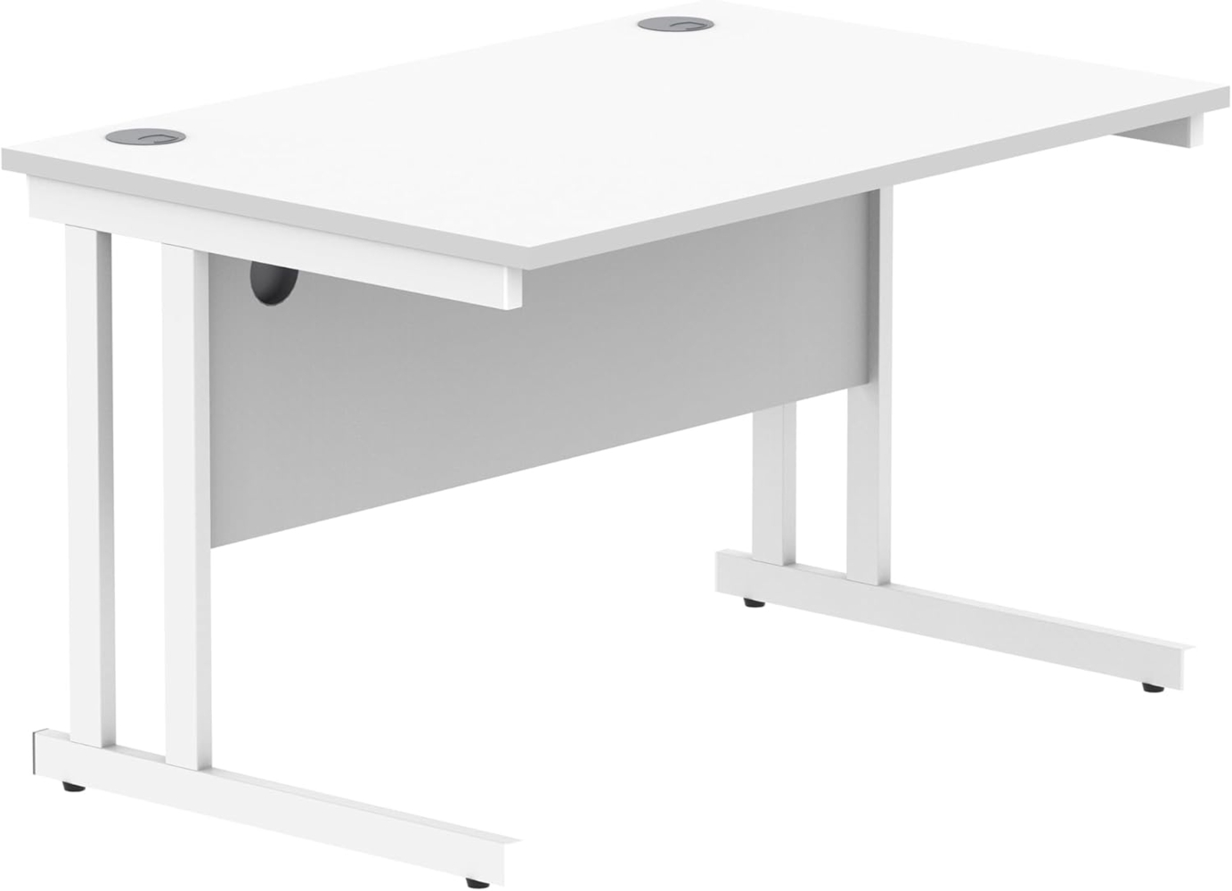 office hippo Essentials Rechteckiger Schreibtisch-Computer-Arbeitsplatz, Schreibtisch für Büro oder Heimbüro, mit Kabelanschluss-Management, 120x80 cm, Arktikweiß, weißes Gestell Bild 1