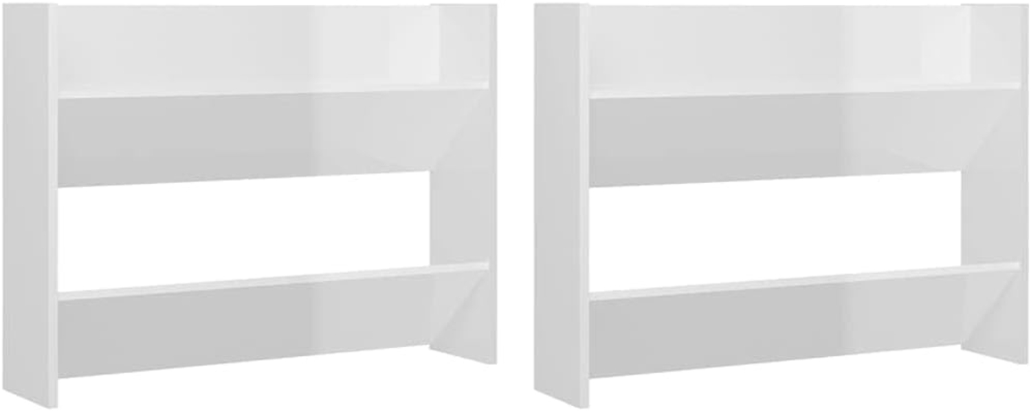 vidaXL Wand-Schuhschränke 2 Stk. Hochglanz-Weiß 80x18x60cm 806754 Bild 1
