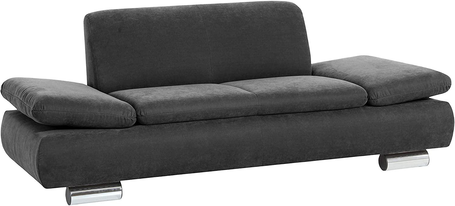 Terrence Sofa 2-Sitzer Veloursstoff Anthrazit Metallfüße verchromt Bild 1