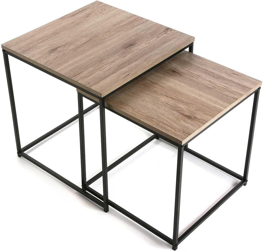 Versa Cambridge Beistelltisch für das Wohnzimmer, Schlafzimmer oder die Küche. Moderner, niedriger Tisch, 2er Set, Maßnahmen (H x L x B) 50 x 50 x 50 cm, Holz und Metall, Farbe: Braun Bild 1