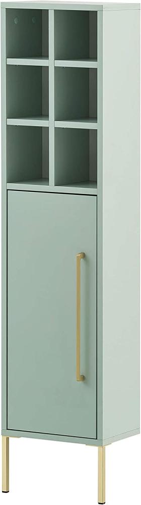 Schildmeyer Highboard Gloria 146645, Holzwerkstoff, Mint/Gold, 130,6 x 30,4 x 21,8 cm Bild 1