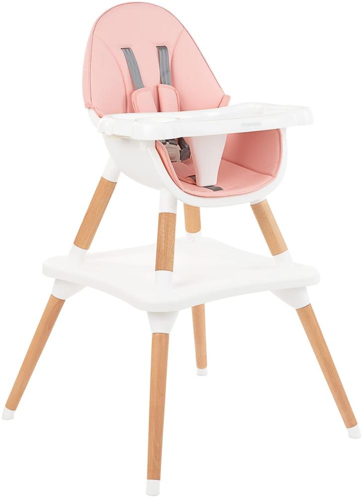 Kikkaboo Kinderhochstuhl Multi 3 in 1, Kinderstuhl, Tisch, Holzbeine, umbaubar rosa Bild 1