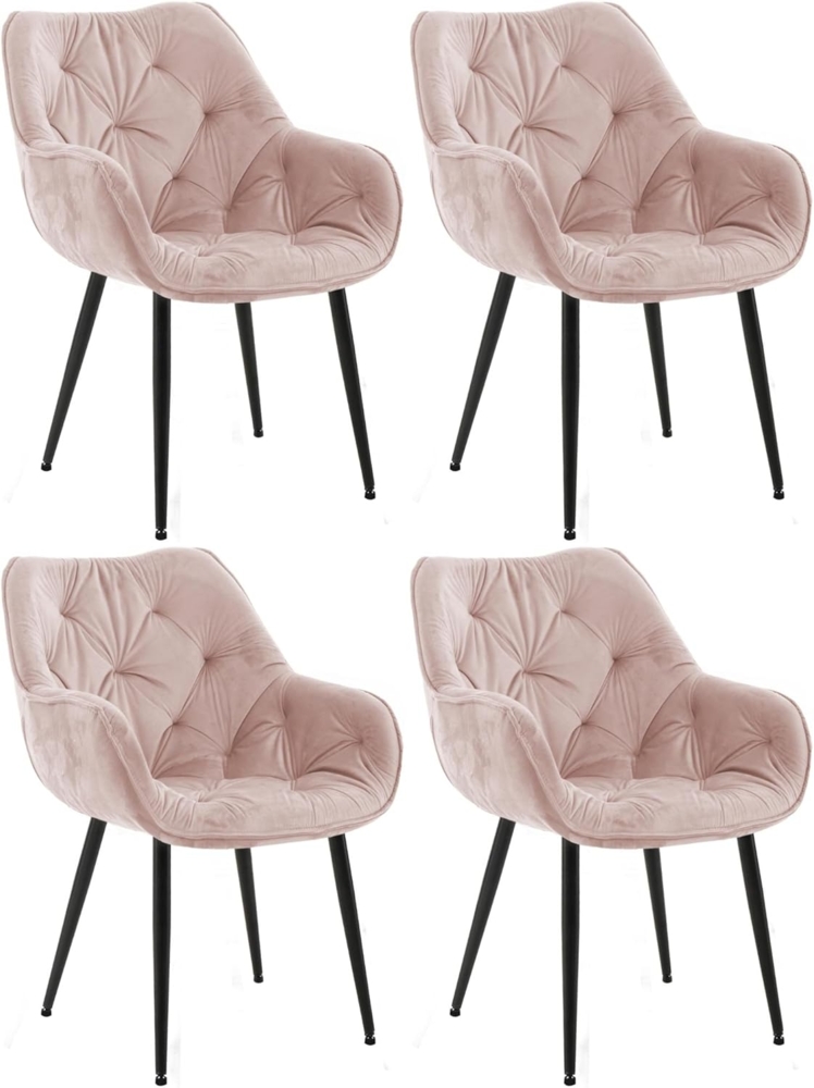 CLP 4er Set Stuhl Tanna Samt Gesteppt,pink Bild 1