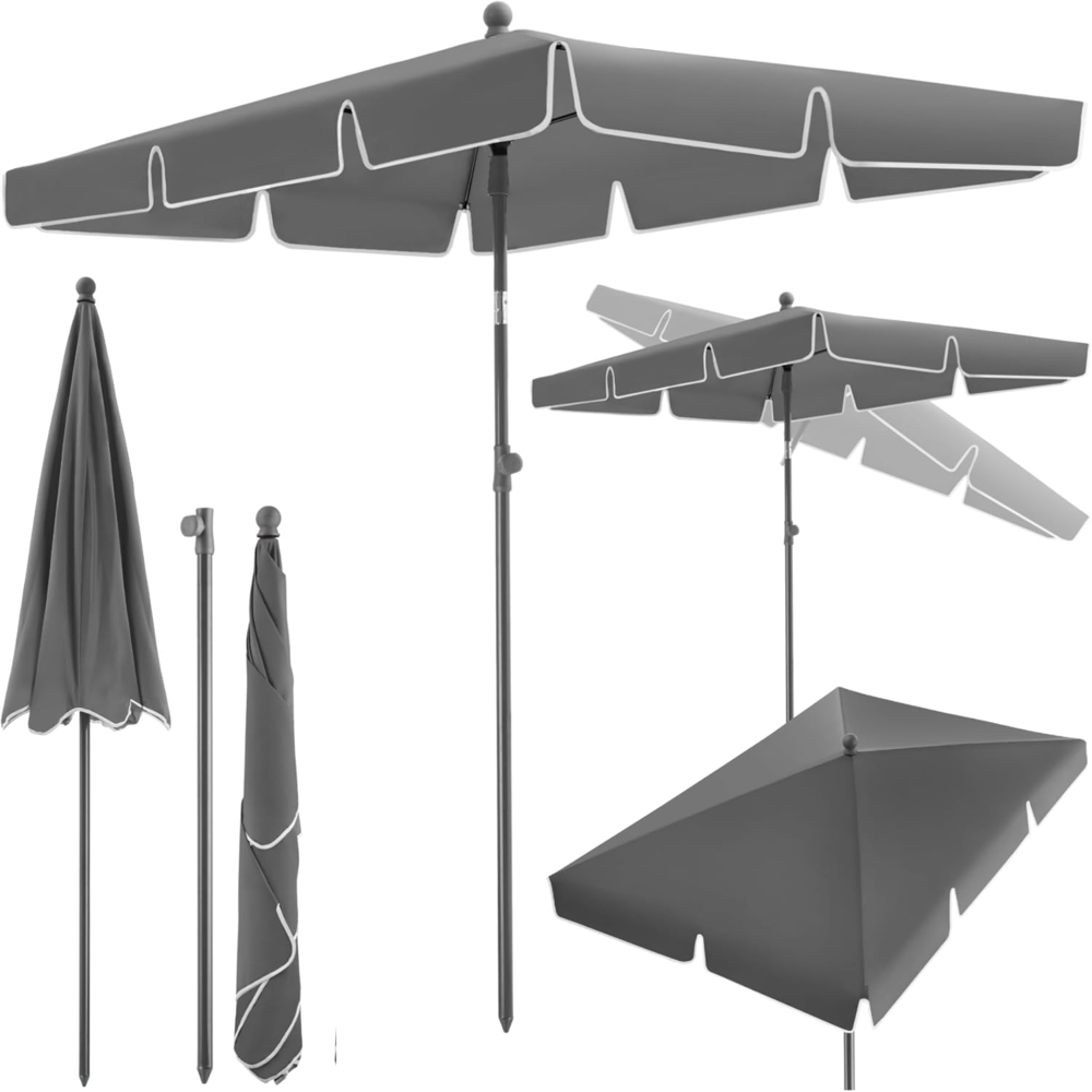 tectake Sonnenschirm Vanessa, Komplettset für Terrasse oder Garten, Sonnenschirm mit Bedienungsanleitung, 200 x 125 cm Bild 1