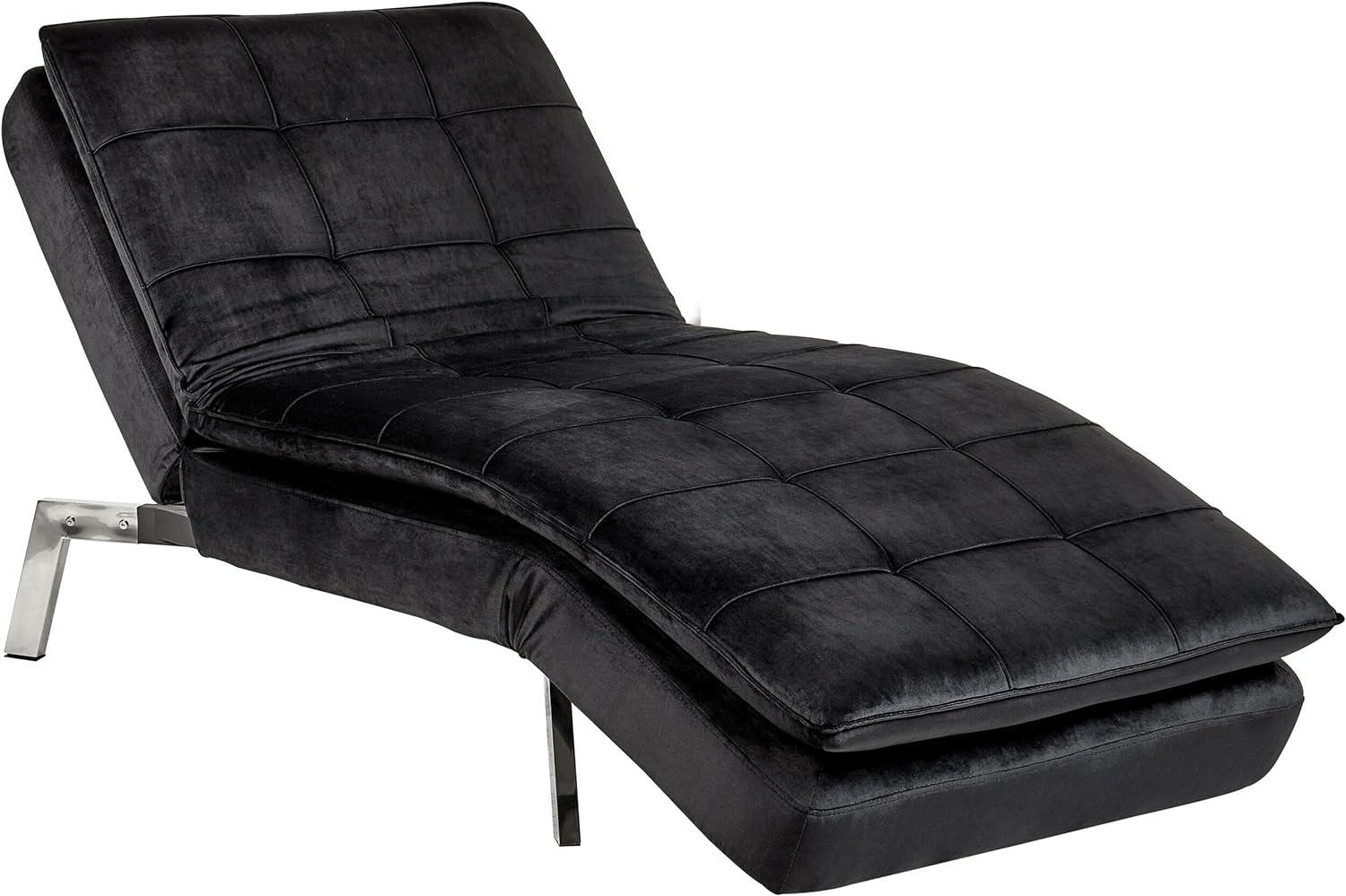 Chaiselongue Samtstoff schwarz verstellbar LOIRET Bild 1