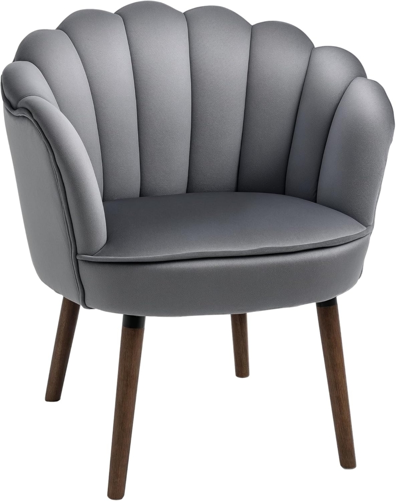 HOMCOM Esszimmerstuhl Küchenstuhl Sessel mit Rückenlehne Wohnzimmerstuhl Polyester Gummiholz Dunkelgrau 66 x 66 x 78,5 cm Bild 1