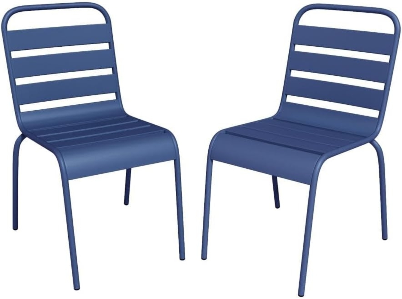 Vente-unique - Gartenstuhl stapelbar 2er-Set - Metall - Dunkelblau - MIRMANDE von MYLIA Bild 1