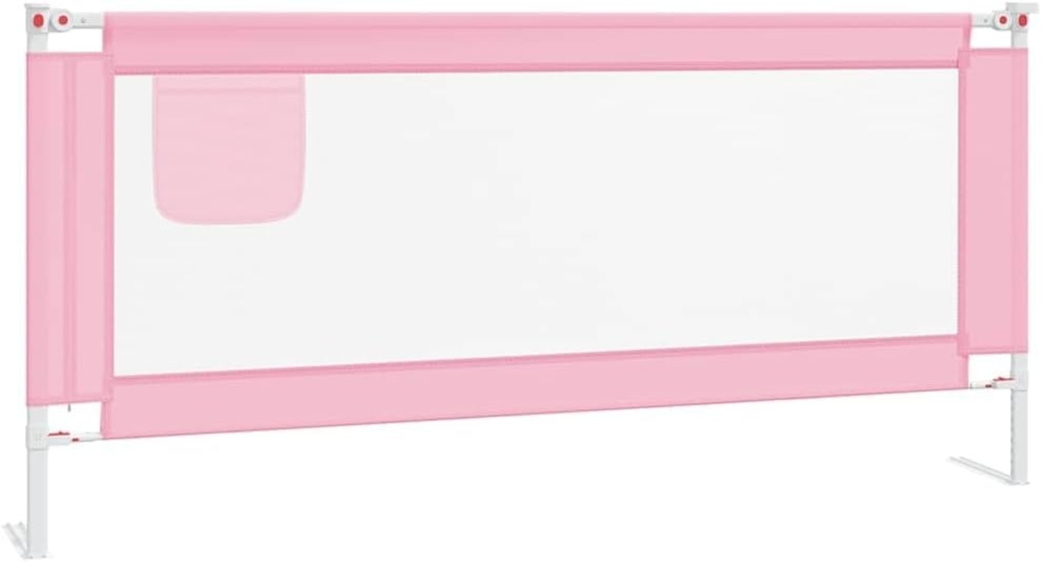 vidaXL Kleinkind Bettschutzgitter Bettgitter Kinderbettgitter Babybettgitter Gitter Kinderbett Babybett Rausfallschutz Rosa 200x25 cm Stoff Bild 1
