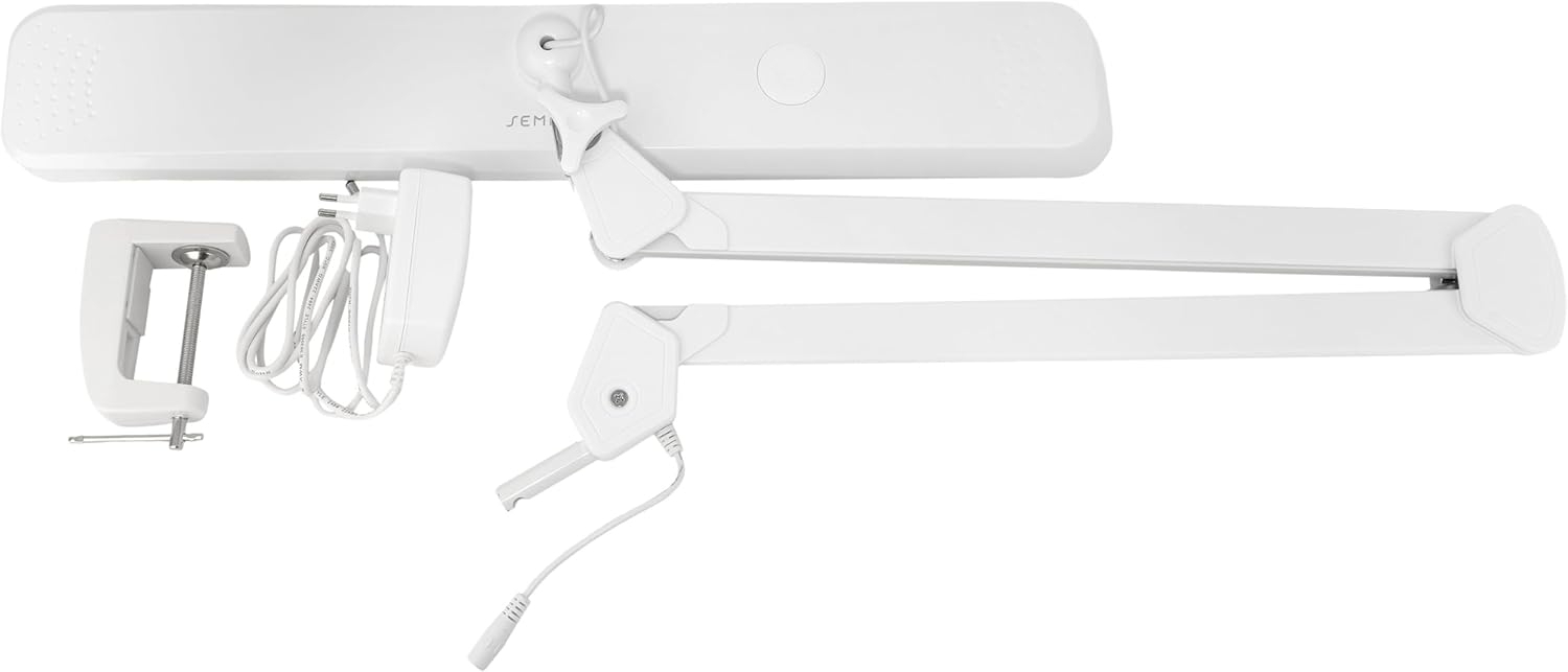 Semplix LED Arbeits-Tischlampe weiß (324 LED/ dimmbar in 5 Stufen/ Tischklemme) Bild 1