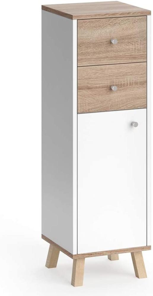 Vicco Midischrank Badschrank Badregal Senyo Sonoma/Weiß 2 Schubladen Badmöbel Bild 1