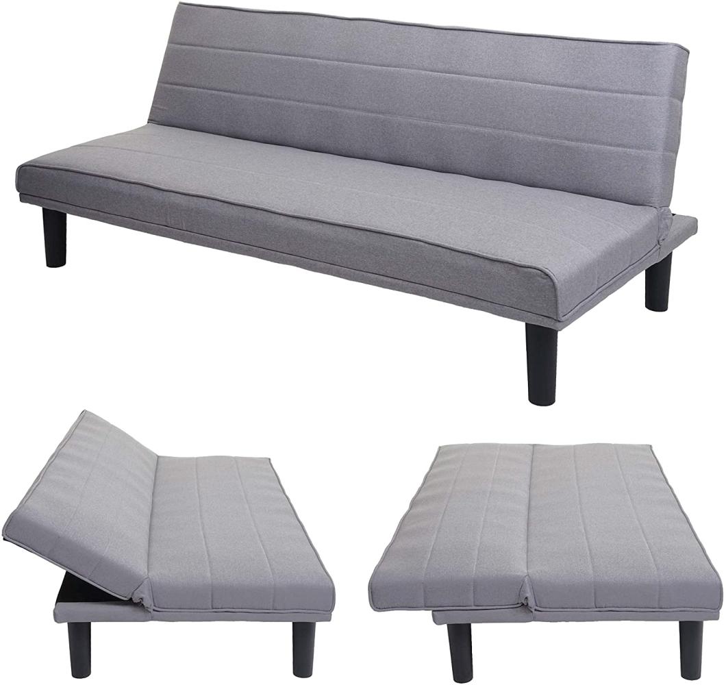 Schlafsofa HWC-J17, Couch Klappsofa Gästebett Bettsofa, Schlaffunktion Stoff/Textil 165cm ~ grau Bild 1