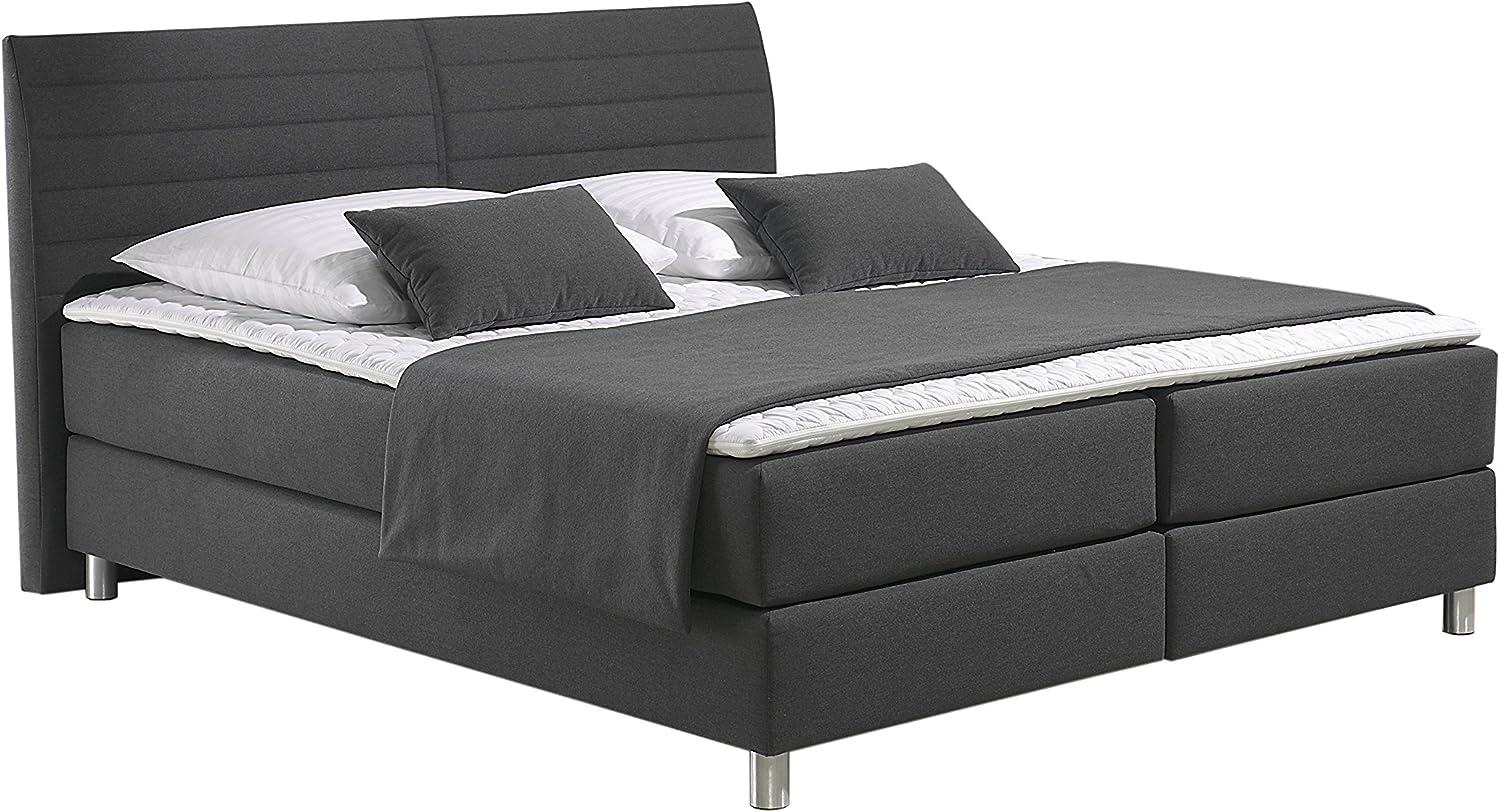 Maintal Boxspringbett Denver, 180 x 200 cm, Strukturstoff, 7-Zonen-Kaltschaum Matratze h2, Anthrazit Bild 1