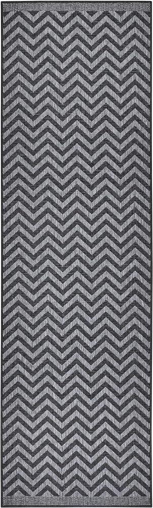 In- & Outdoor Wendeteppich Palma Schwarz Silber - 80x350x0,5cm Bild 1