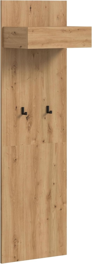 xonox. home – Garderobenpaneel Drive 50 x 160 x 6 cm in Artisan Oak Nachbildung – Flurgarderobe mit Haken & Ablage in Holzoptik – Wandpaneel funktional & raumschonend für Diele & Eingangsbereich Bild 1