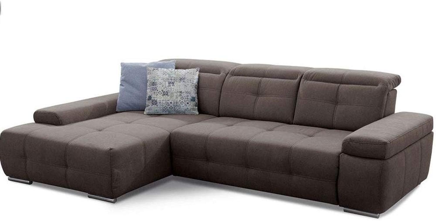 Cavadore Eckcouch Mistrel mit verstellbaren Kopfteilen, Ecksofa mit leichter Fleckentfernung dank Soft Clean, geeignet für Haushalte mit Kindern, Haustieren, 273 x 77 x 173, braun Bild 1