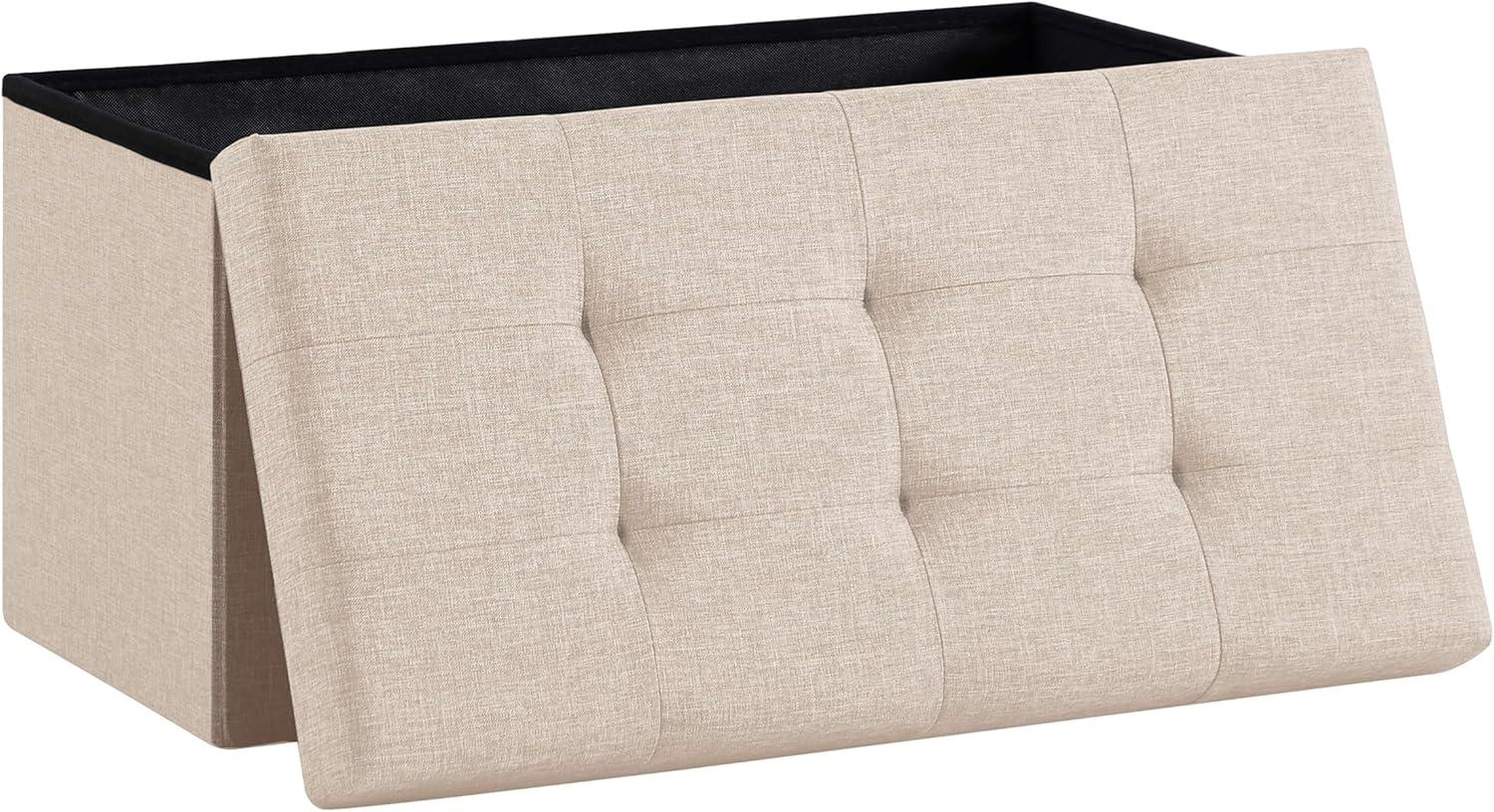 Zedelmaier Sitzbank mit Stauraum, Polsterbank, Sitztruhe, belastbar bis 300 kg, Beige, 38 x 38 x 76 cm Bild 1