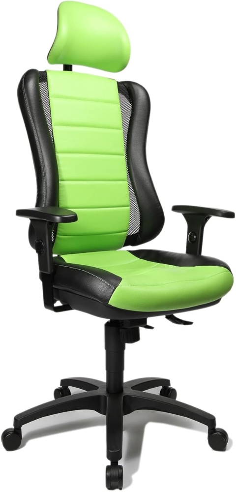 Topstar HE30PS105X Head Point RS "P4", Bürostuhl, Schreibtischstuhl, inkl. höhenverstellbare Armlehnen, Kopfstütze, Polsterung grün/schwarz Bild 1