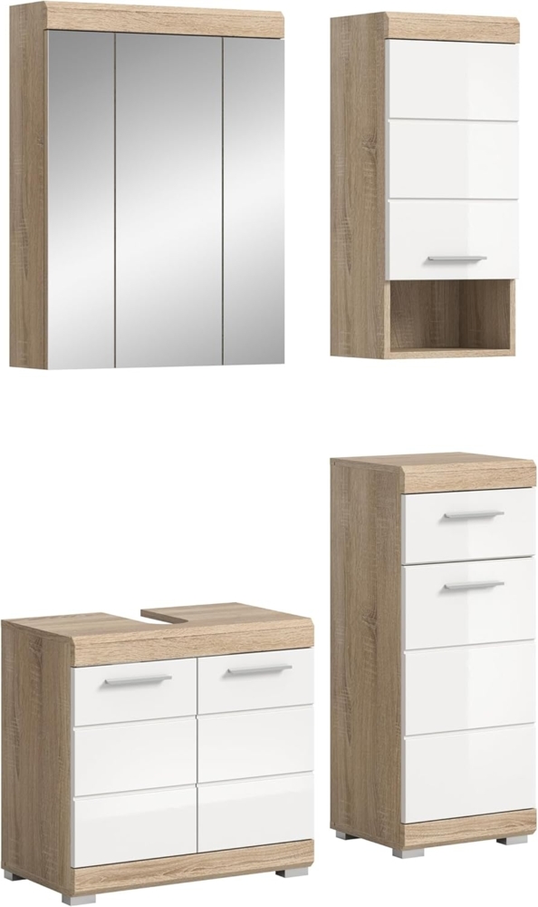 Badezimmerset Lambada III - Sonoma Eiche / Weiß Hochglanz Bild 1