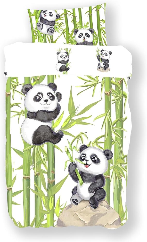 Koru Kids Kinderbettwäsche Panda als Babybettwäsche 100x135 oder Kinderbettwäsche 135x200, 100% Baumwolle (Renforc), 2 teilig, Kuschelig weiche Kinderbettwäsche mit wirklich tollem Panda Motiv Bild 1