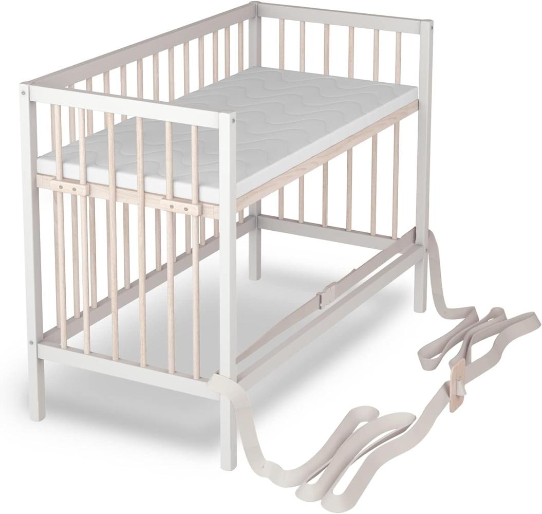 Baby Beistellbett Dreamy 60x120 cm mit Matratze, weiß/natur 4 in 1 ohne Umbauseite - Sämann Bild 1
