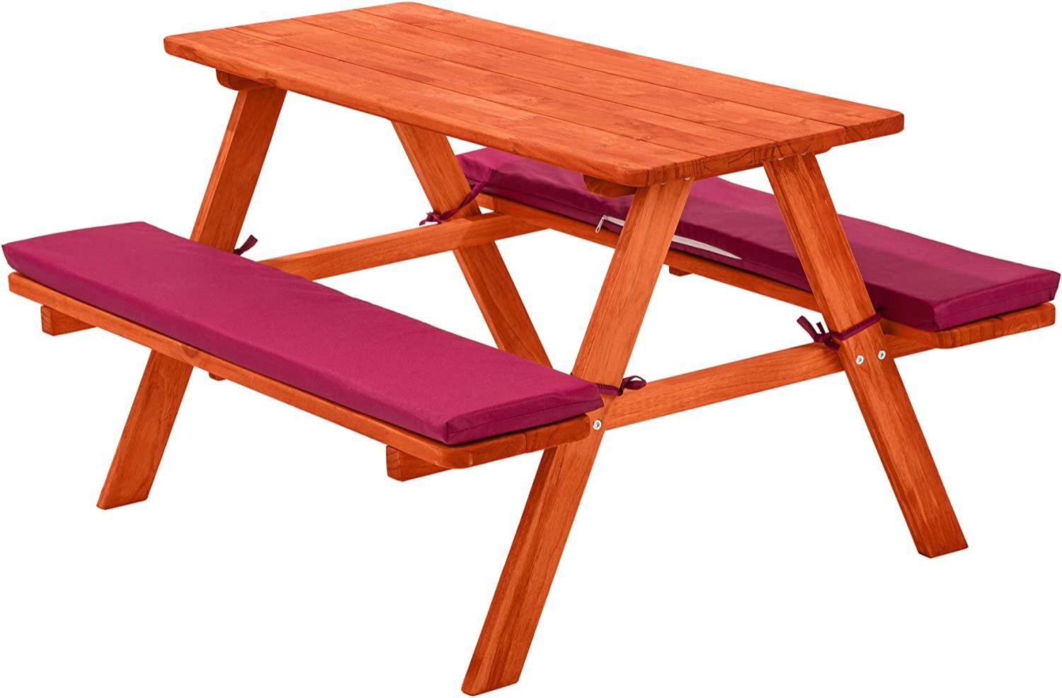 Kinderpicknickbank mit Polsterauflagen - rot Bild 1