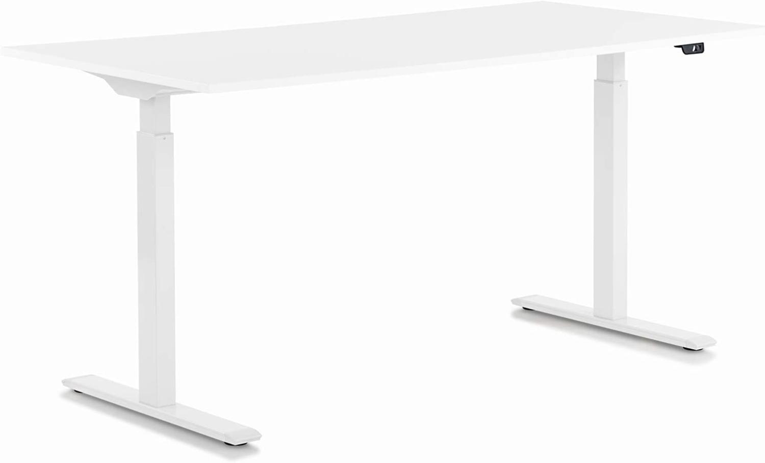 Kare Design Office 160x80 cm, Elektrisch Doppelmotor, Stufenlos höhenverstellbares Tischgestell inkl. Tischplatte, Steh-Sitz Schreibtisch, Weiß, 18mm MFC ABS Kunststoffkante Bild 1